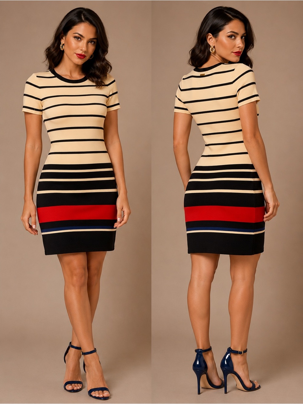 Michael Kors Striped Short Sleeve Dress
